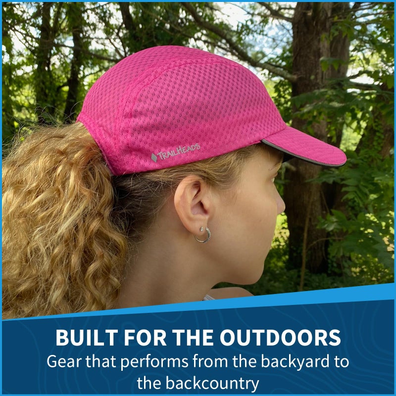 TrailHeads Women's Race Day Performance Running Cap, Lightweight & Quick Drying Mesh Sports Hat with Reflective Trim - Pink Punch - Image 2